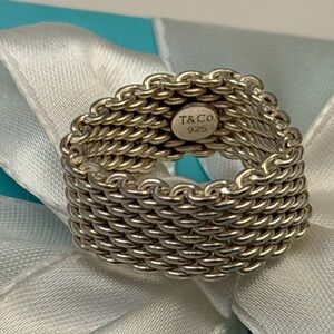 Authentic Tiffany & Co. 925 Sterling Silver Somerset Mesh Ring, Size 7